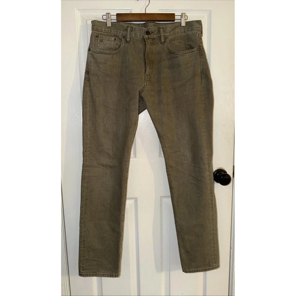 RRL Double Ralph Lauren Men's Jeans Slim Fit Olive Green Size 33 31